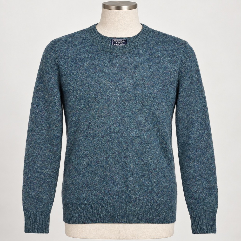 Abercrombie & Fitch Wool Sweater Heathered Blue Green Classic Preppy Size Medium
